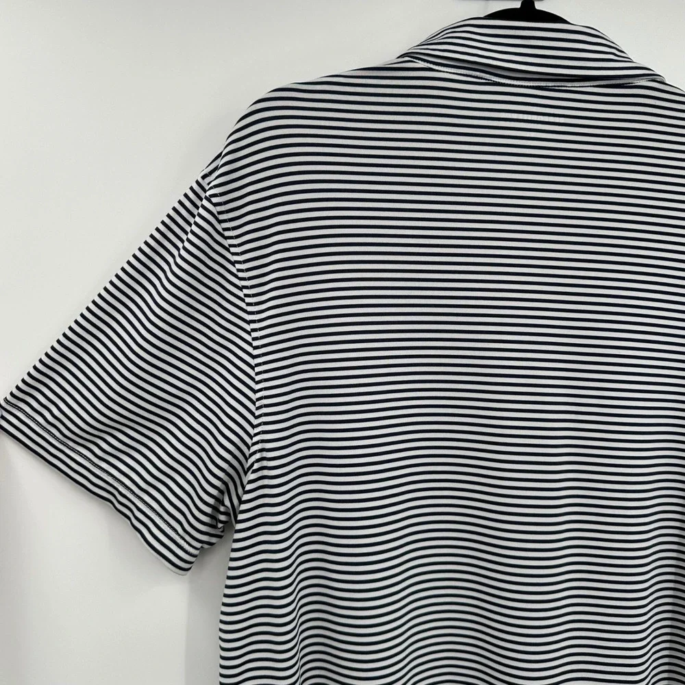 Men's J Crew Striped Performance Polo Shirt Black and White Activewear Size XL‎